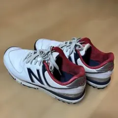 New Balance 574 ゴルフシューズ ホワイト/レッド