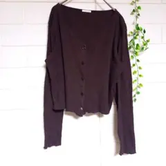GUジーユー　ショート丈リブ編み長袖カーディガン XL ブラウン