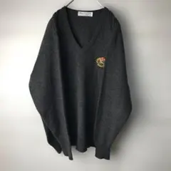 美品　BURBERRY　Vネックケーブルニット　濃灰　イギリス製　26187のサムネイル