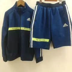 adidas ジャージ上下 ネイビー/ブルー/イエロー ハーフパンツ 130cm