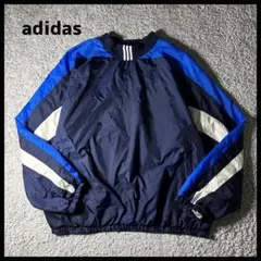 アディダス　ヴィンテージ　90s ナイロンプルオーバー　ワンポイント刺繍　古着