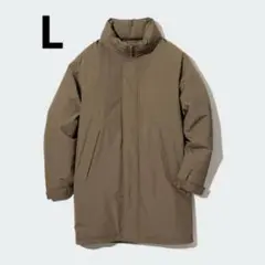 ユニクロ 防風パデッドコート ブラウン L