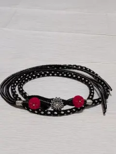 帯締め 振袖用 つまみ細工 ちりめん 黒×銀