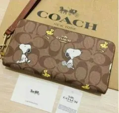 シグネチャーピーナッツコラボスヌーピーウッドストック長財布未使用 coach