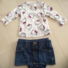 H＆M ハローキティ長袖TシャツとbabyGapデニムスカート　2点セット