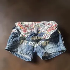 デニムショートパンツ プリント入り　ギャル　y2k