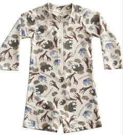 ベビー 水着 男の子 女の子 長袖ラッシュガード キャップ付き ロンパース