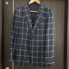 UNITED ARROWSネイビーホワイトのチェック柄ブレザー