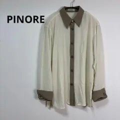 【高級感】PINORE ピノーレ バイカラー シャツ ブラウス レトロ 金ボタンのサムネイル