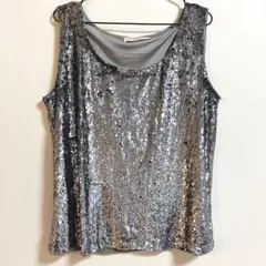 MARINA RINALDIマリナリナルディ　総スパンコールノースリーブブラウス