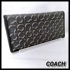 COACH コーチ シグネチャー柄 長財布 札入れ ブラックのサムネイル