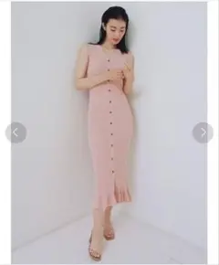 SNIDEL フロントボタンニットワンピース ノースリーブ