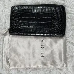 FURLA　フルラ　 クロコ型　ラウンドファスナー　長財布