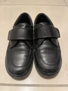 黒 レザー フォーマルシューズ マジックテープ　18センチ