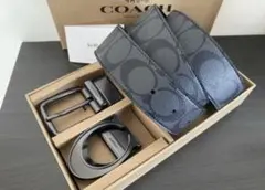 コーチ　新品　リバーシブル　シグネチャーベルト　バックル回転可能　ビジネス