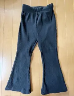 ブラック　リブ編み フレアパンツ　120