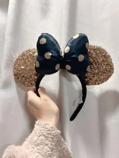 ディズニー　ミニー耳カチューシャ ゴールドとブラック