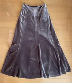 NATURAL BEAUTY BASIC グレー ベロアフレアロングスカートPS