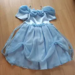 水色フリルドレス（140cm）ピアノ発表会に！