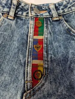 希少美品 80s EDWIN ギミック刺繍 デニム ケミカルウォッシュ W68