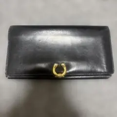 GUCCI グッチ 二つ折り財布 ブラックレザー ゴールド金具 メンズレディース