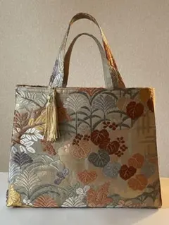 帯(雲取蔦秋草文)リメイクハンドメイドおしゃれトートバッグ