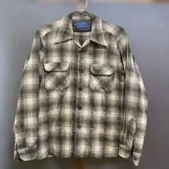 70'ペンドルトン/ウールシャツ/ボックスシルエット/USA製/ブラウン系