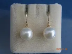 新品　あこや真珠(約9㎜）　14KGF　フックピアス