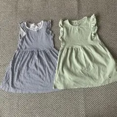 フリル付きノースリーブワンピース