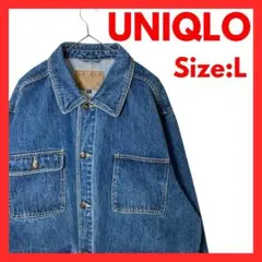 【美品】古着　オールド　ユニクロ　デニムジャケット　カバーオール　ブルー　L