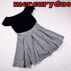 【mercury duo】ミニ丈　フレアワンピース　レース　チェック　半袖