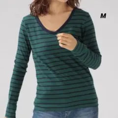 新品 BAYFLOW ベイフロー 長袖 Vネック Tシャツ M グリーン