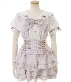 LIZLISA はしごリボンギンガムチェックティアードスカパン ピンク