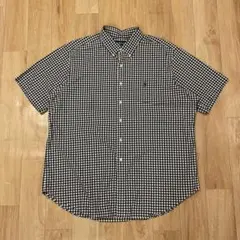 90's ポロラルフローレン ギンガムチェック ボタンダウン 半袖シャツ 黒×白