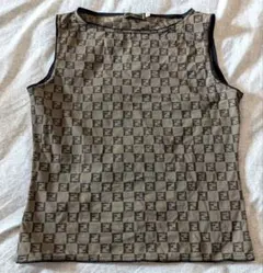 FENDI ズッカ柄 タンクトップ 袖無 黒 茶色 イタリア製のサムネイル