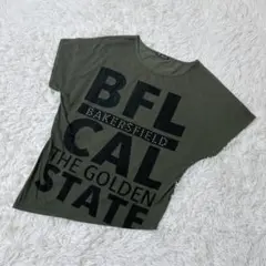 【c5961】Tシャツ 半袖　カーキ　カジュアル　アシメントリー