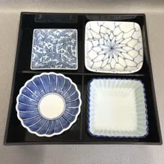 【H】希少✨有田焼　小皿　小鉢　角皿　刺身皿　4点セット　重箱　和食器　①