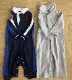 ロンパース・カバーオールセット ネイビー/グレー