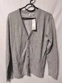 新品 ユニクロ ライトウエイト Vネックカーディガン グレー メンズ M