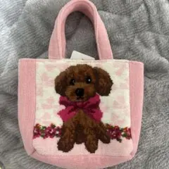 犬の刺繍 ピンク ハンドバッグ FEILER