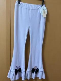 新品 クロミ リブパンツ 130 裾フリル リボン ラベンダー