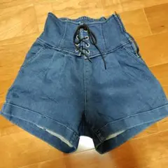 11/20削除デニムブルー ハイウエスト 半ズボン