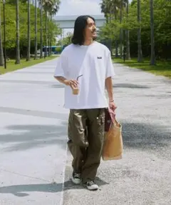 ザ・クラフト クルー プロダクツ　テーパード　ストレッチ　カーゴパンツ　カーキのサムネイル