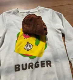 チークルーム　ハンバーガー柄 トレーナー ホワイト