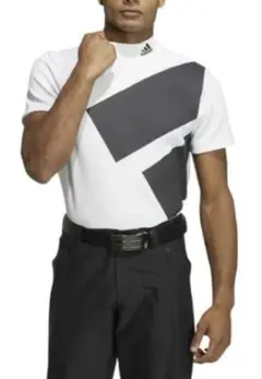 アディダス　ビッグロゴ　ゴルフウェアメンズ　モックネック　XL ホワイト