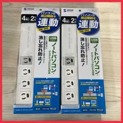 サンワ TAP-RE34U-2 電源タップ 4口 2USB