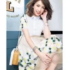 チェスティ フラワー刺繍オーガンジーシャツワンピース　ホワイト　1