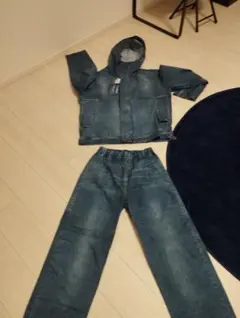 デニム調レインスーツ