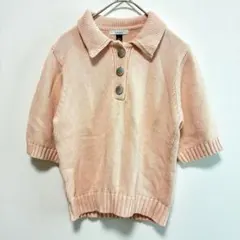 オブレクト　麻　半袖ニット　ポロシャツ　ピンク　セーター　春秋冬　リネン　綿