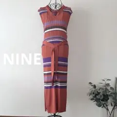 NINE＊マルチボーダーニットワンピース　美品